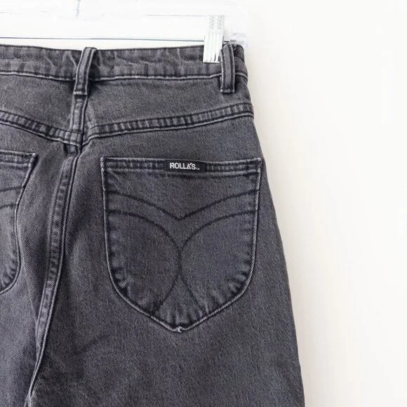 Rolla's Original High-Rise Straight Leg Jeans in Washed Black Denim, Size 26 - Picture 8 of 10